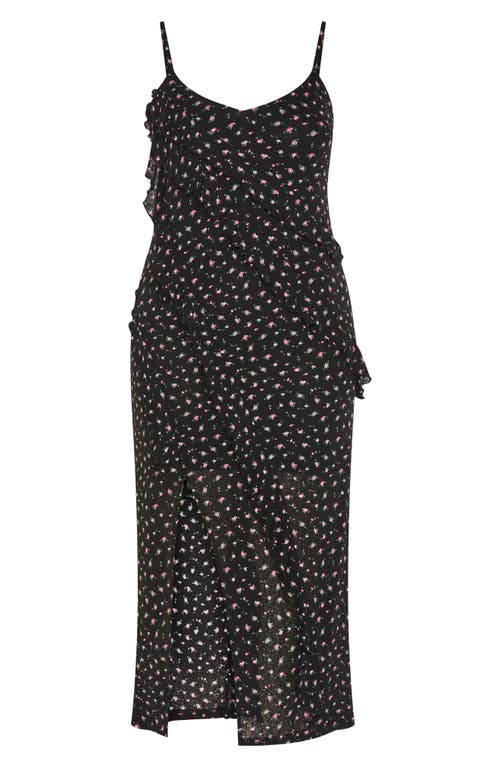 City Chic Shelby Print Maxi Dress In Black Rosebud
