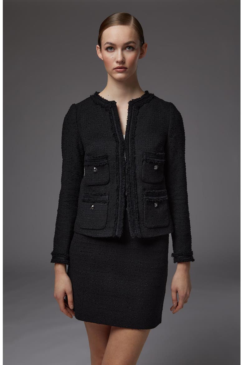 Charlee Tweed Jacket, Alternate, color, BLACK