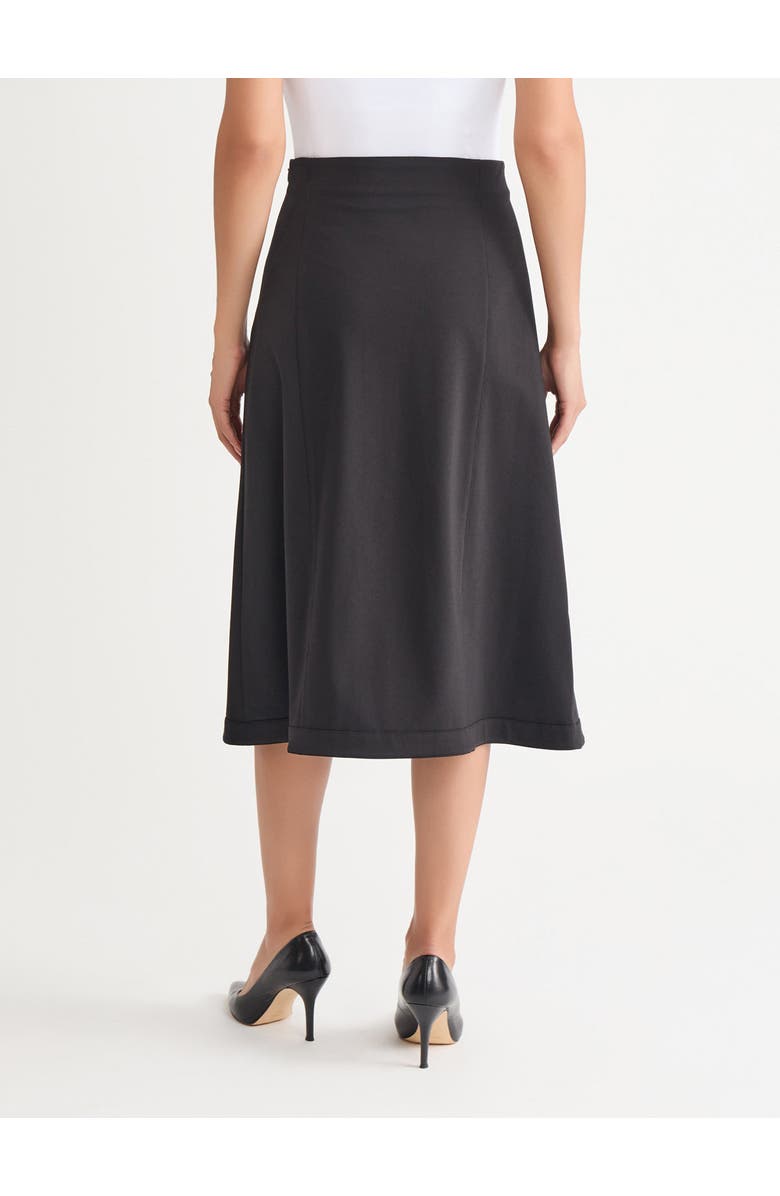 Misook A-Line LuxeStretch Ponte Midi Skirt, Alternate, color, Black
