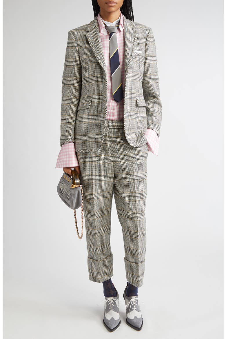 Pow Glen Plaid Hunting Tweed Single Breasted Blazer, Alternate, color, BLACK/ WHITE