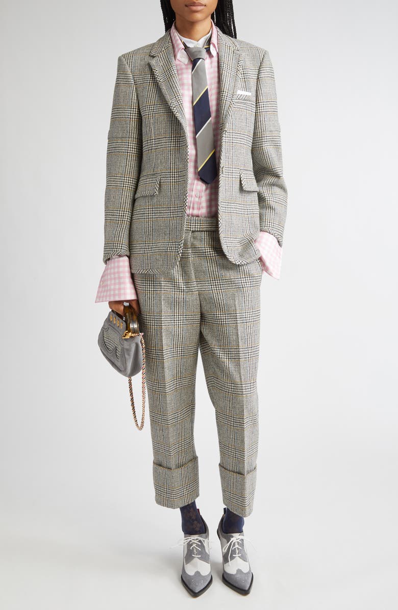 Thom Browne Pow Glen Plaid Hunting Tweed Single Breasted Blazer, Alternate, color, Black/ White