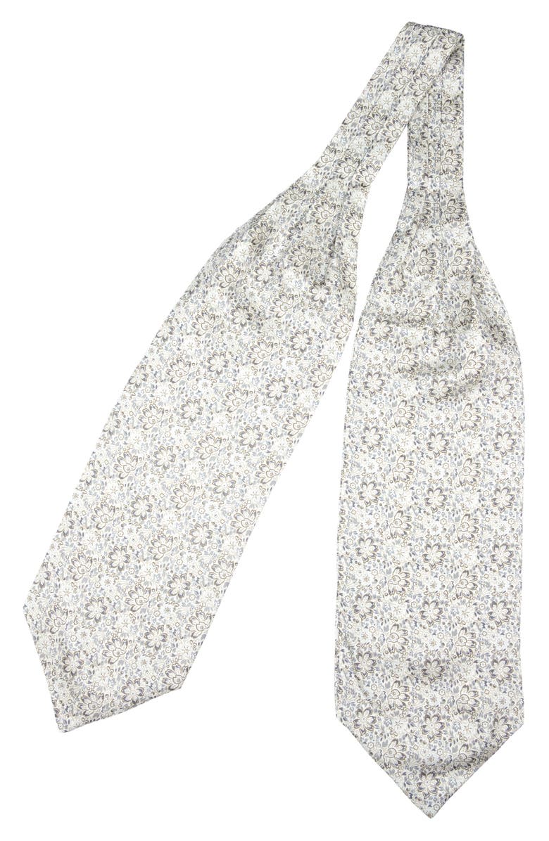 Elizabetta Salvadori - Silk Ascot Cravat Tie for Men, Alternate, color, Silver Grey