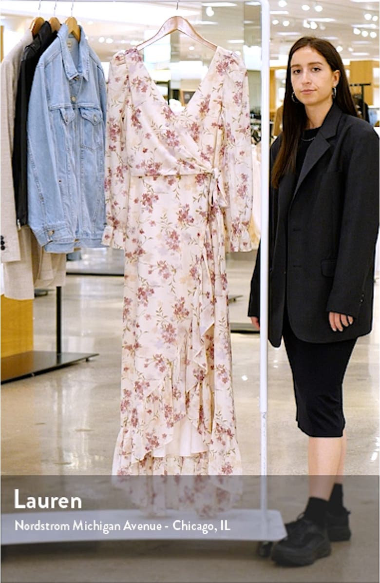 The Emery Faux Wrap Long Sleeve Floral Maxi Dress, sales video thumbnail