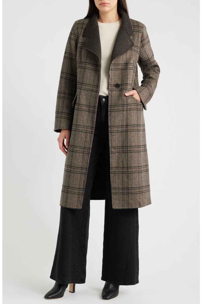 Double Face Wool Blend Wrap Coat, Alternate, color, PLAID COMBO