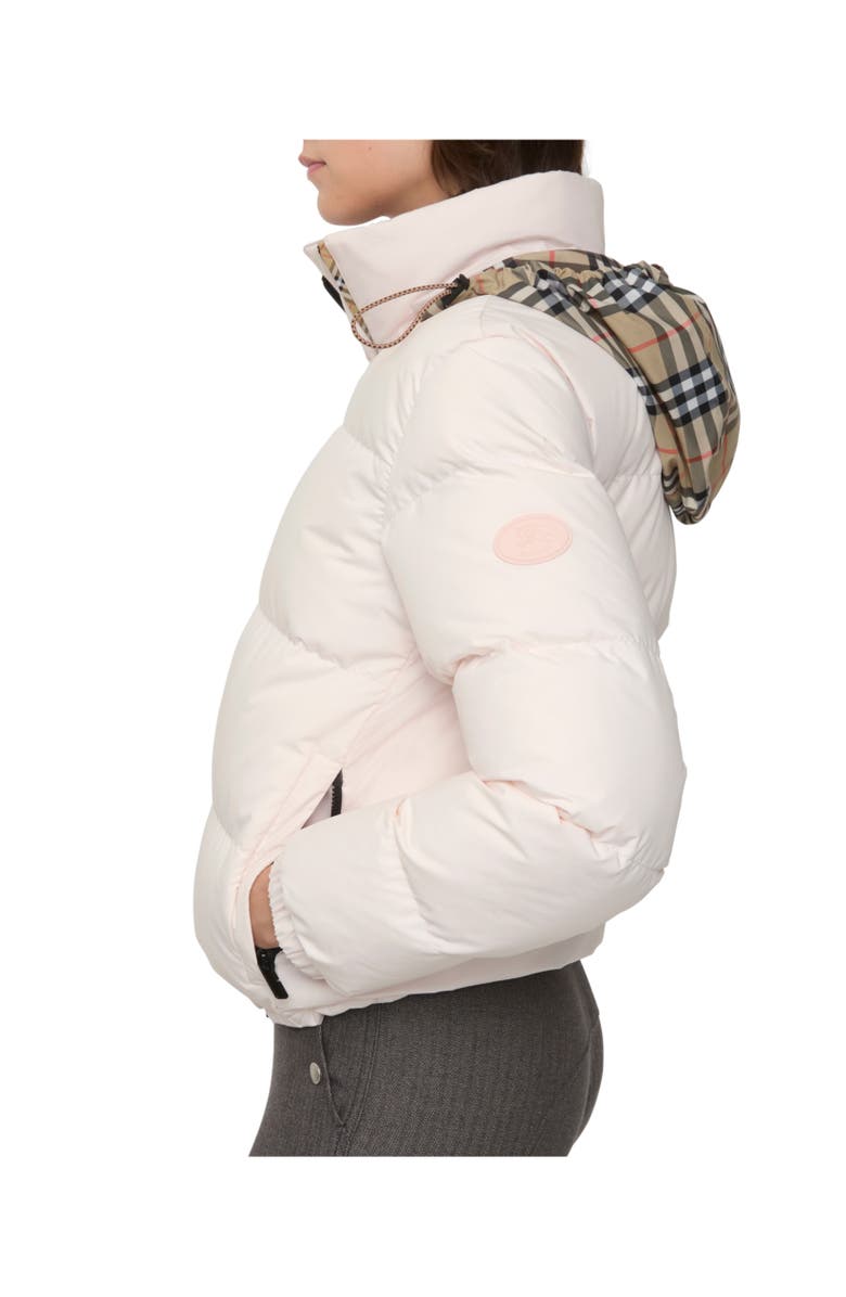 Burberry Check Trim Ambleside Puffer Jacket, Alternate, color, Flora Pink