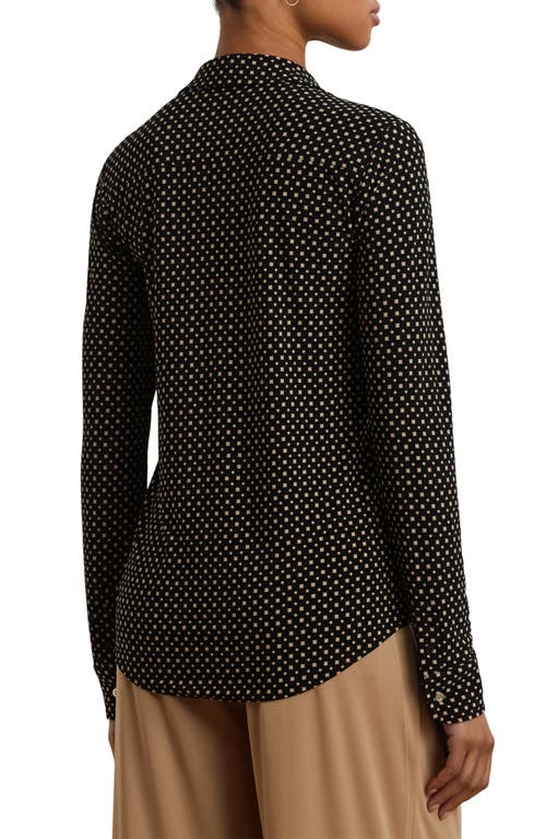 Ralph Lauren Lauren Slim Fit Jersey Button-up Shirt In Black