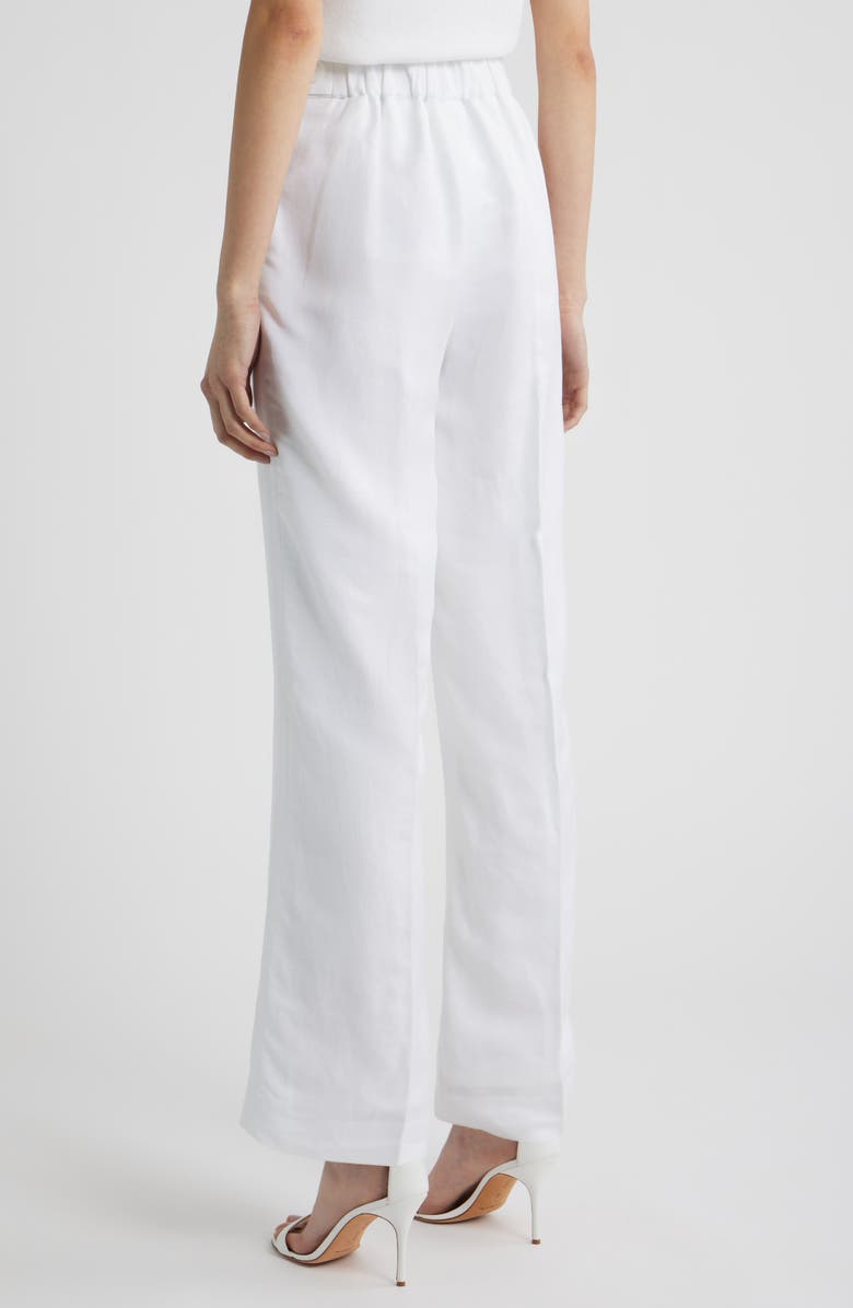 Anne Klein Button Tab Pull-On Linen Blend Wide Leg Pants, Alternate, color, 