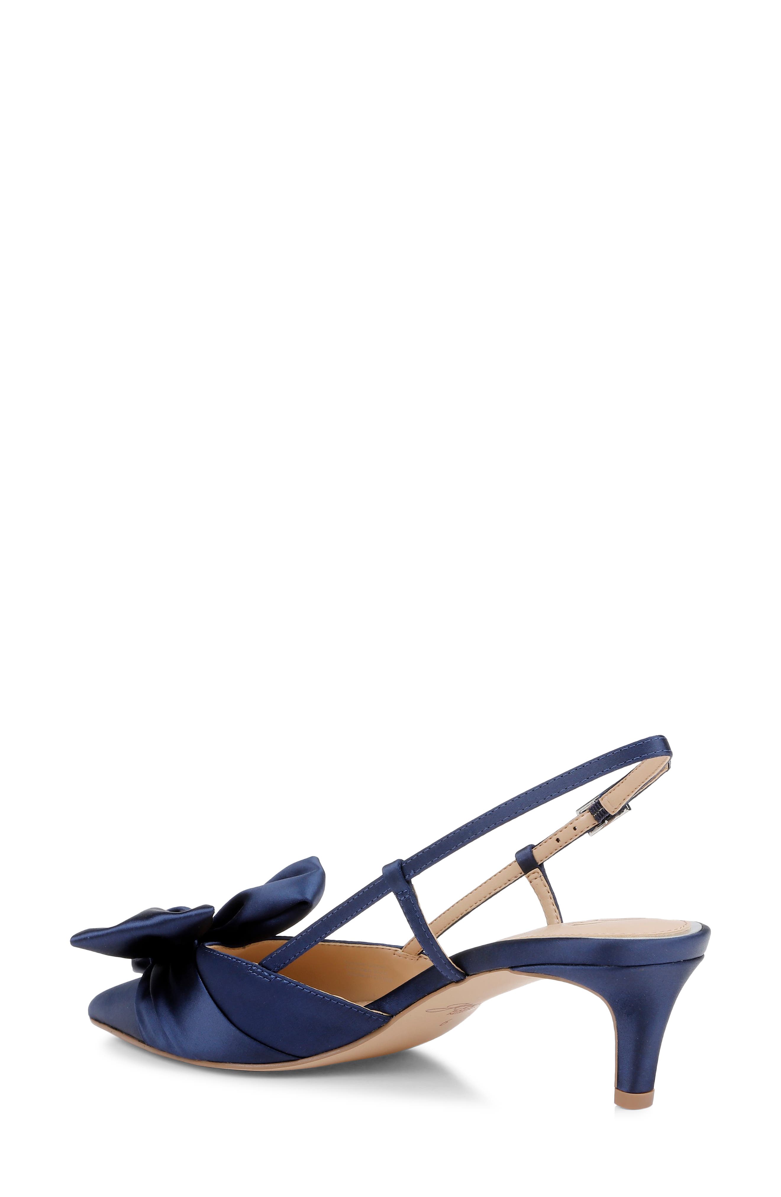 Jewel Badgley Mischka Shoshana Pointed Toe Slingback Pump, Alternate, color, Navy Satin