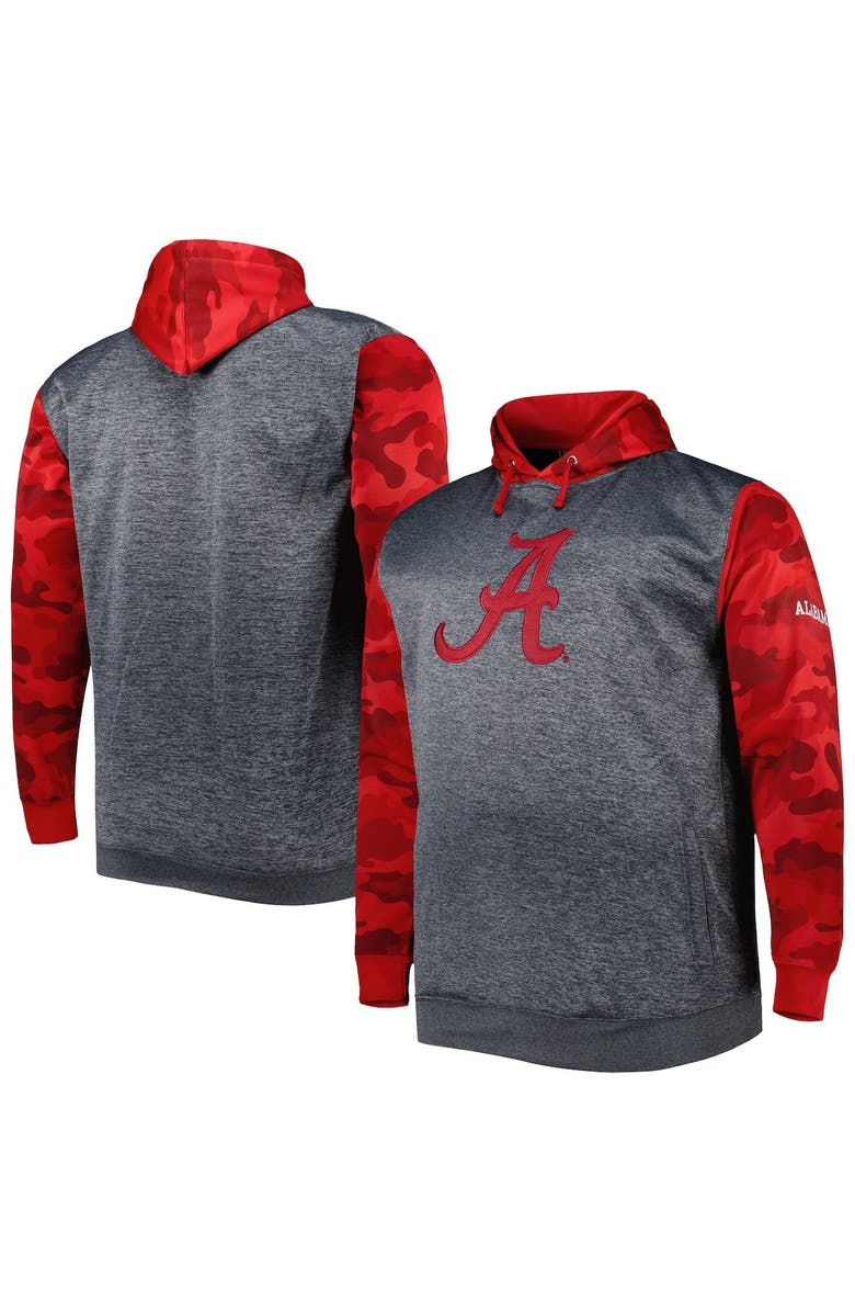 PROFILE Men's Heather Charcoal Alabama Crimson Tide Big & Tall Raglan Fleece Pullover Hoodie, Main, color, 
