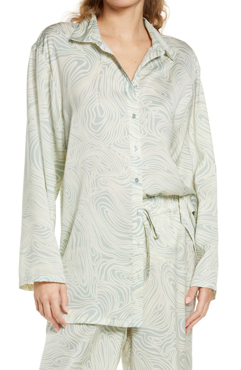 Open Edit Mix and Match Oversize Satin Sleep Shirt, Main, color,