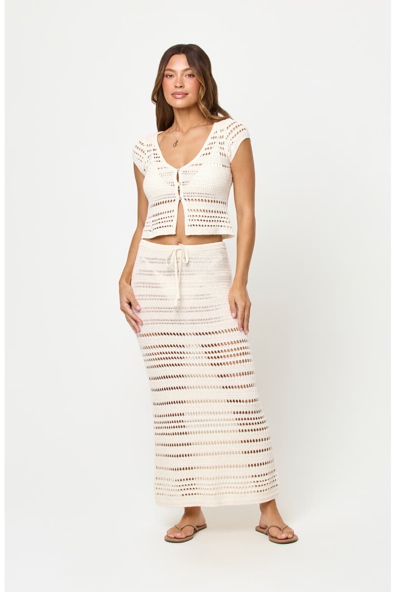 Tula Semisheer Crop Cotton Open Stitch Cover-Up Top, Alternate, color, CREAM