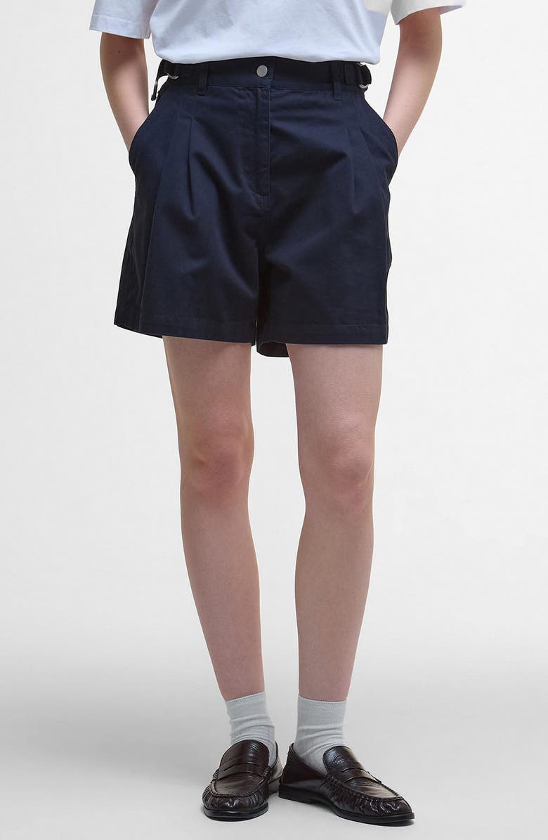 Barbour Cecile Cotton Twill Shorts, Main, color, Navy