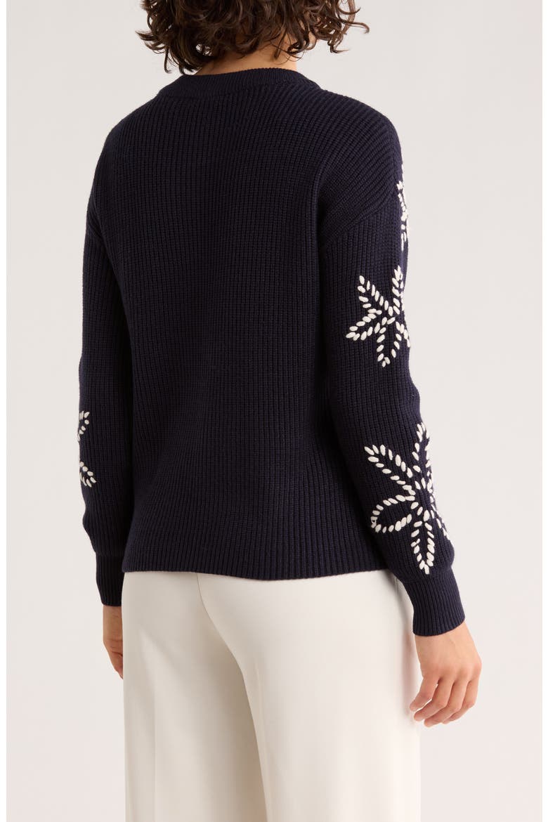 Rib Crewneck Sweater, Alternate, color, NIGHTLIFE BLUE/ CREAM