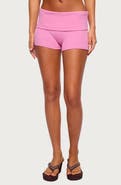 EDIKTED Audrea Foldover Stretch Cotton Bike Shorts