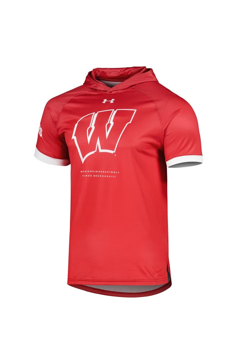 Under Armour Men's Under Armour Red Wisconsin Badgers On-Court Raglan Hoodie T-Shirt, Alternate, color, Red