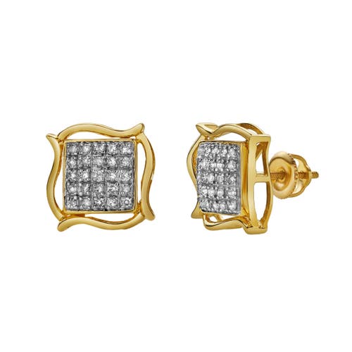Luvmyjewelry Riso 10k Yellow Gold Diamond Unisex Earrings In 10k Yellow Gold