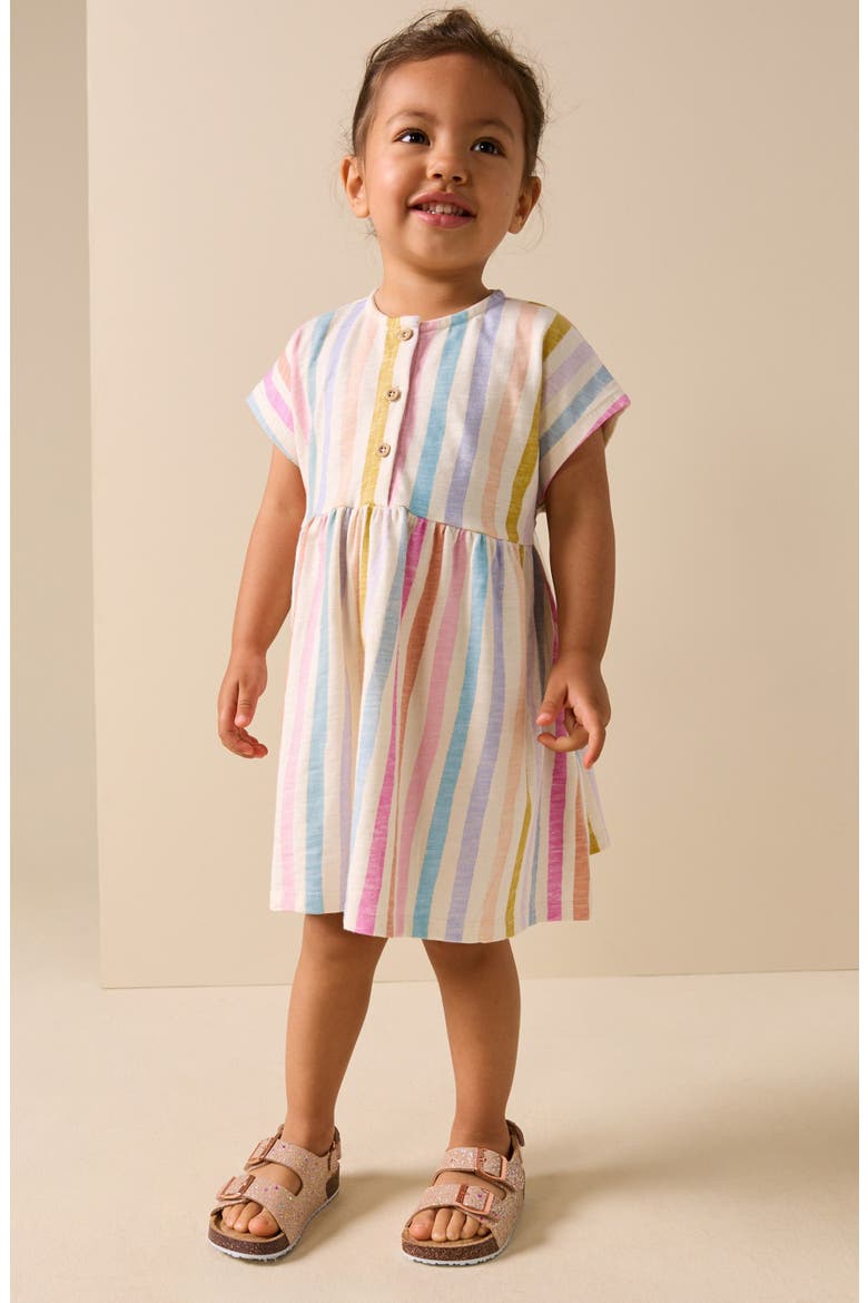 Kids' Rainbow Cotton Button-Up Dress, Alternate, color, WHITE MULTI