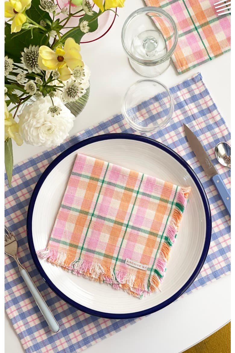 Handwoven Colorful Plaid Cotton Placemats, Set of 4, Alternate, color, Blue