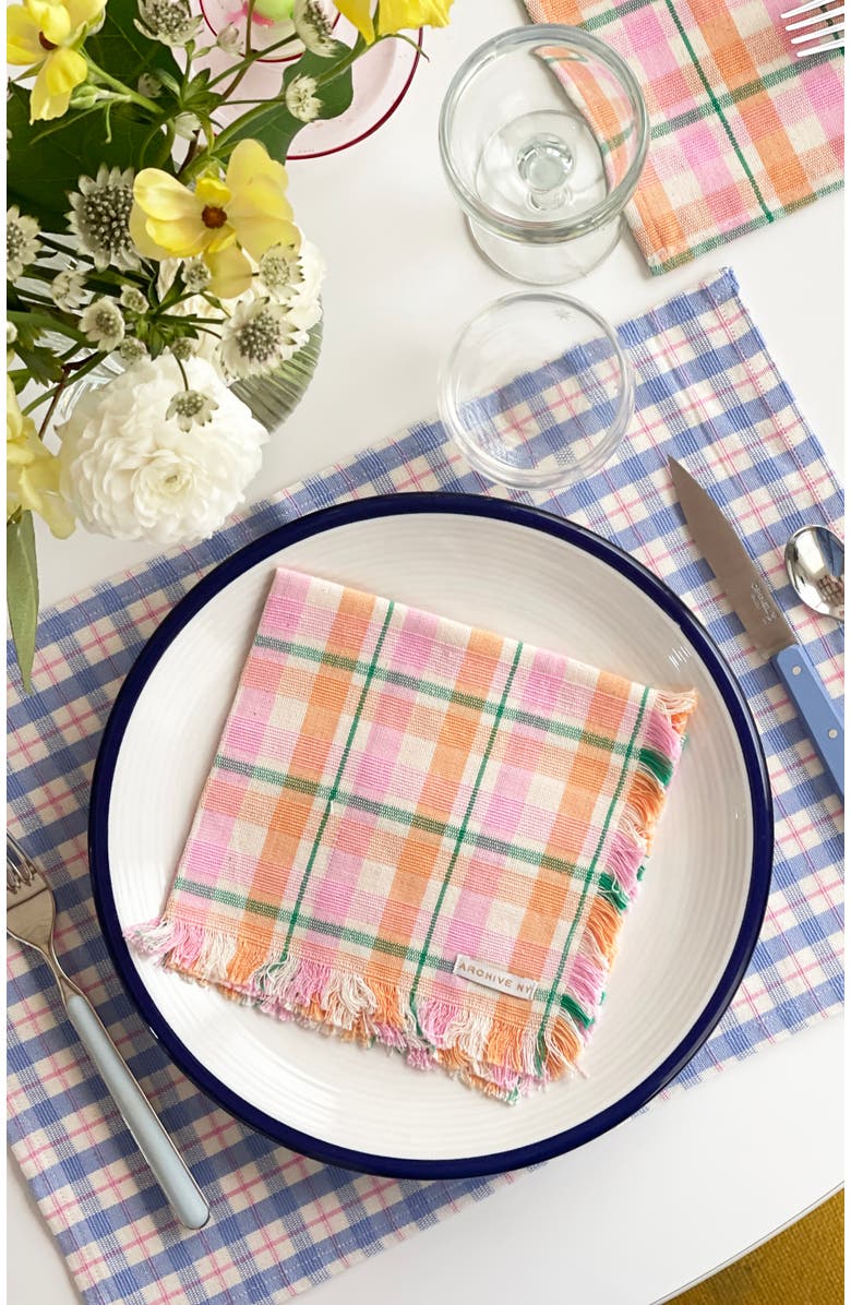Archive New York Handwoven Colorful Plaid Cotton Placemats, Set of 4, Alternate, color, Blue