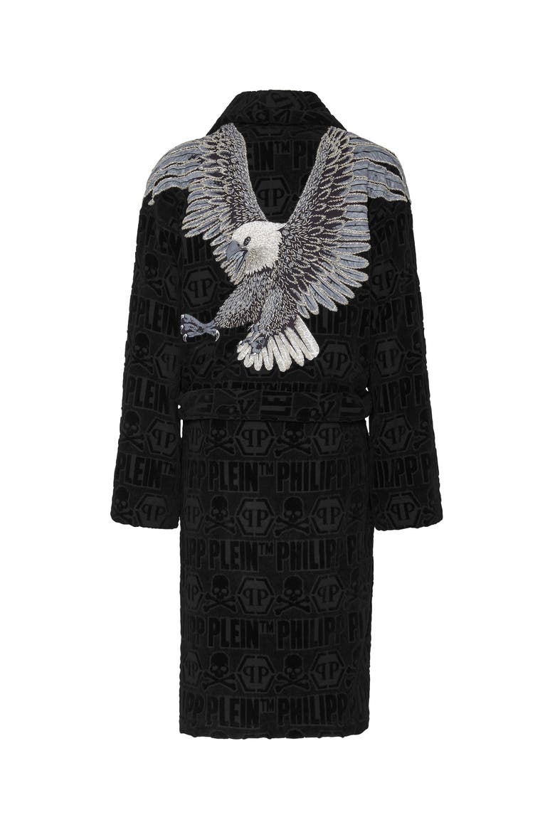 Bathrobe Eagle Unisex, Alternate, color, black