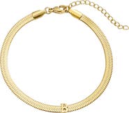 Adornia 18k Gold Plated Initial Herringbone Chain Bracelet