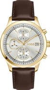 BOSS Stratus Chronograph Leather Strap Watch, 41mm