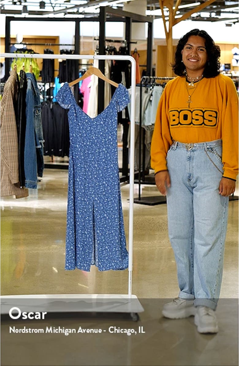 Baxley Floral Print Flutter Sleeve Midi Dress, sales video thumbnail