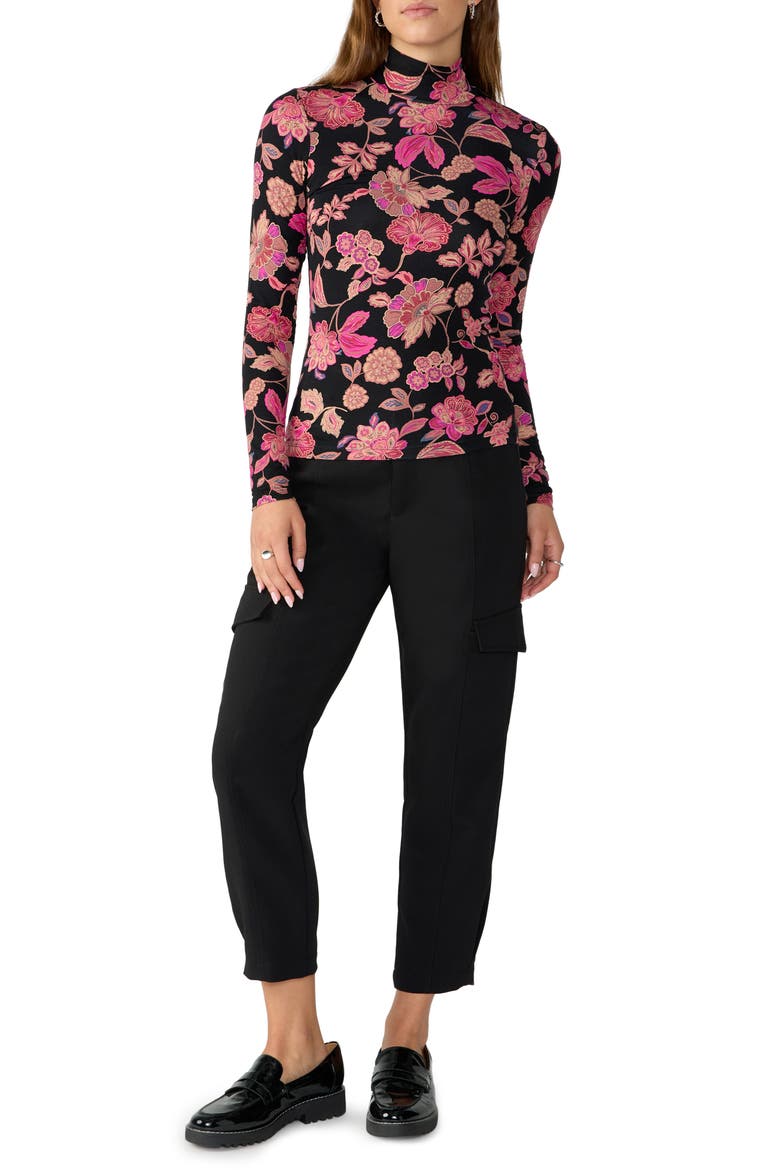 Slinky Mock Neck Top, Alternate, color, CRANBERRY
