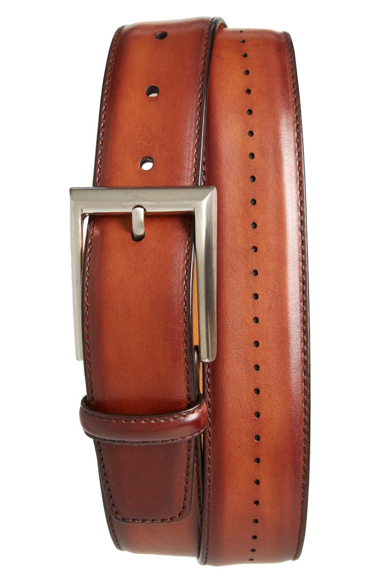 Magnanni Anza Calfskin Leather Belt, Main, color, 