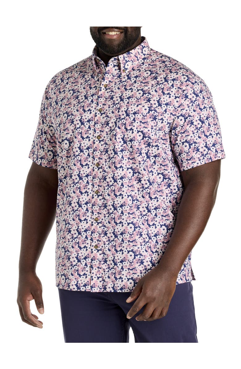 Harbor Bay by DXL Big & Tall Easy-Care Floral Print Sport Shirt, Main, color, 