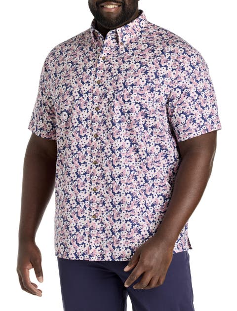 Big & Tall Easy-Care Floral Print Sport Shirt