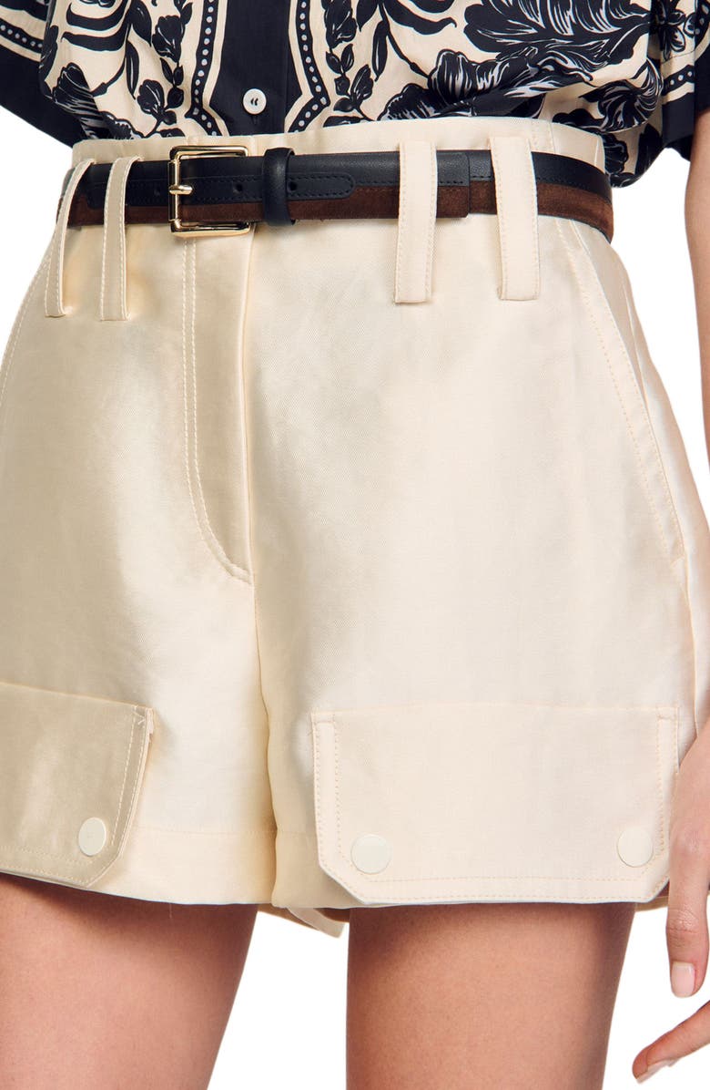 SANDRO Cargo shorts, Alternate, color, Ecru