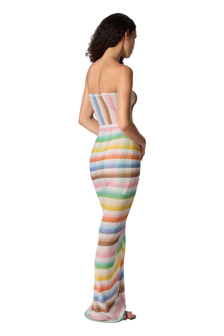 Strapless Cover-up Dress With Dégradé Zigzag Motif, Alternate, color, Multicoloured