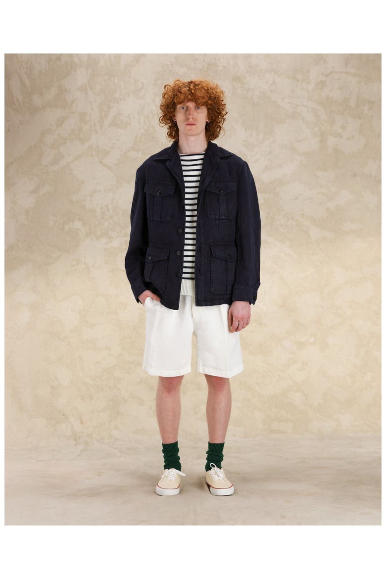 Clint Linen Sahariana Jacket, Alternate, color, BLUE