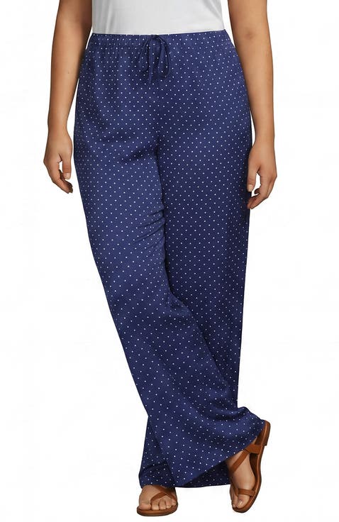 Plus Size Creaseless Silky High Rise Wide Leg Drawstring Pants