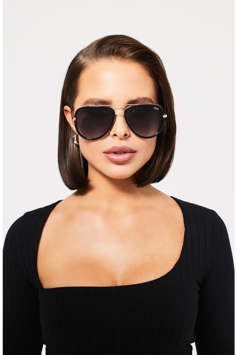 Australia All In 56mm Aviator Sunglasses, Alternate, color, BLACK/ SMOKE FADE