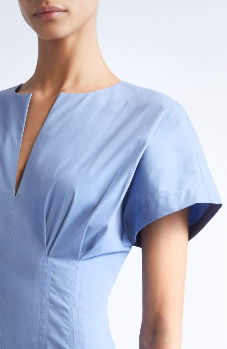 Lela Rose Smocked Back Cotton Poplin Dress, Alternate, color, Cornflower