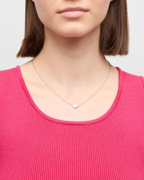 Jan Leslie Single Heart 18" Necklace Set In Sterling Silver In Blue