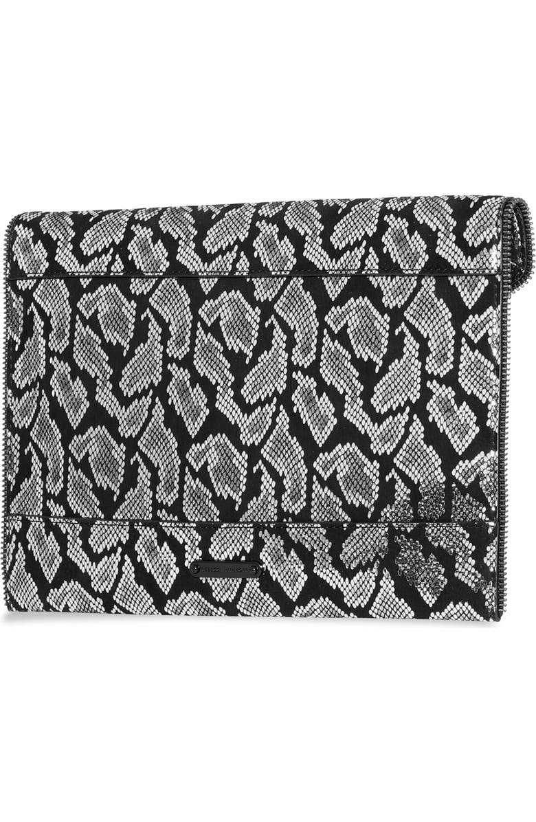 Rebecca Minkoff Leo Metallic Print Envelope Clutch, Alternate, color,