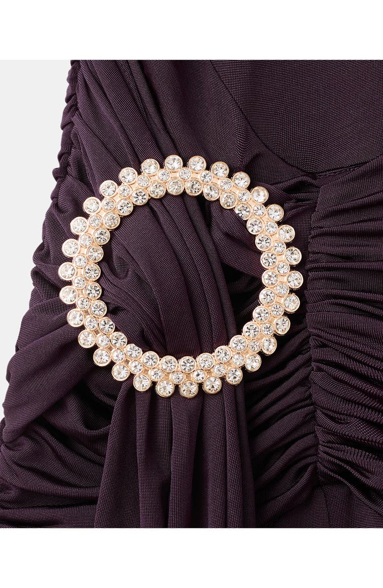 MANGO Cap Sleeve Ruched Waist Dress, Alternate, color, Purple