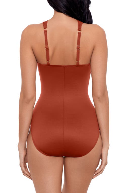 Miraclesuit Rock Solid Europa Asymmetric Underwire One Piece Swimsuit In Brown