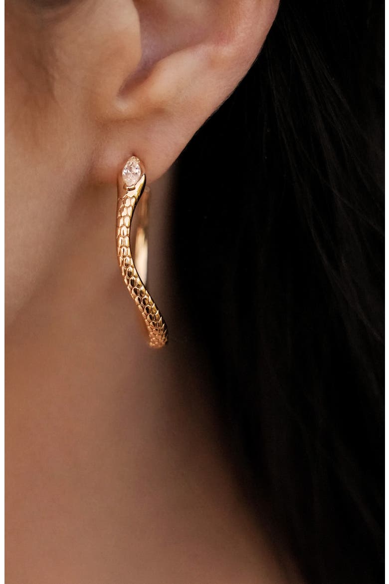 Large Serpent Slither Hoop Earrings, Alternate, color, GOLD