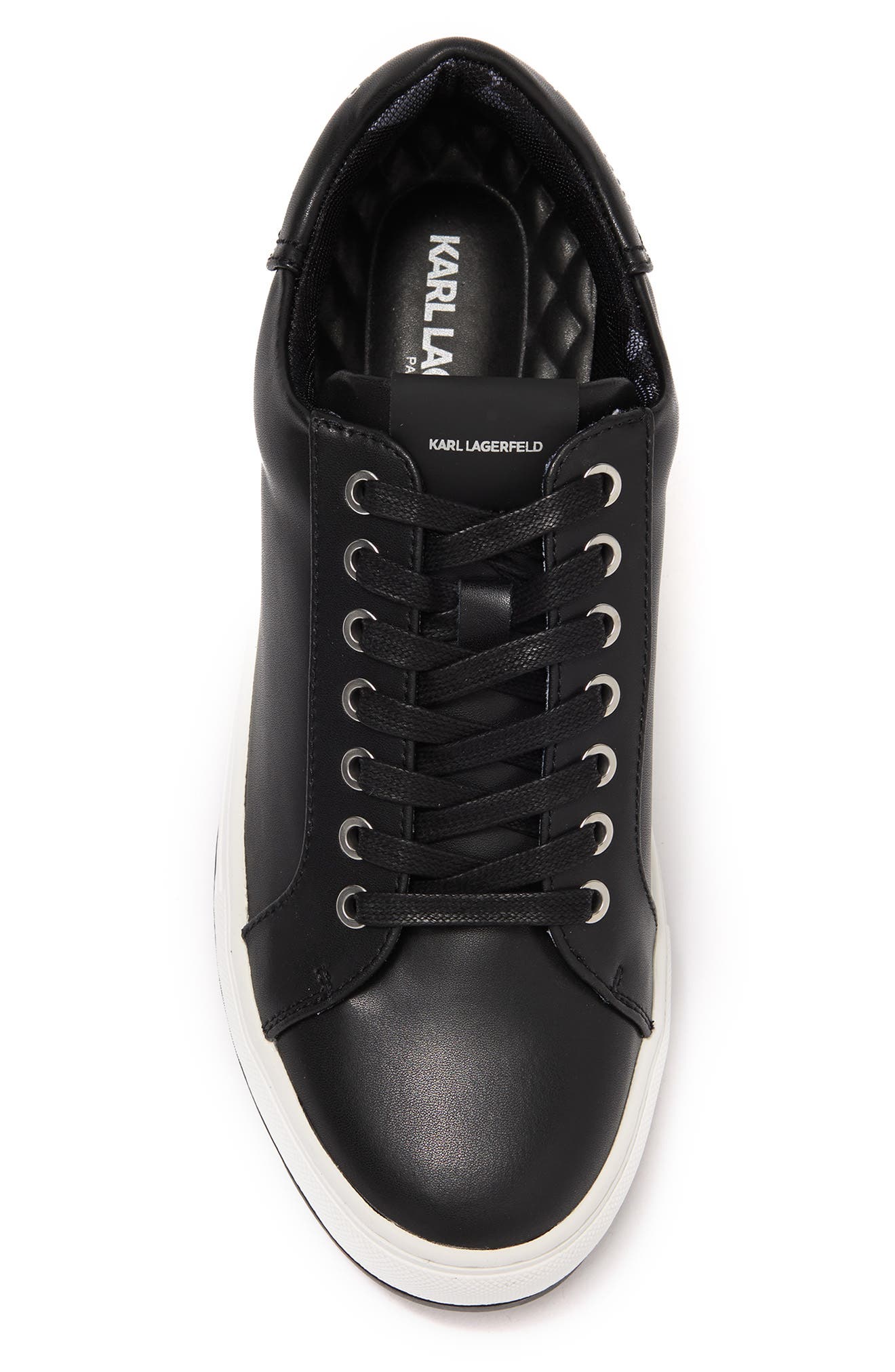 KARL LAGERFELD PARIS Leather Low Top Sneaker, Alternate, color, Black