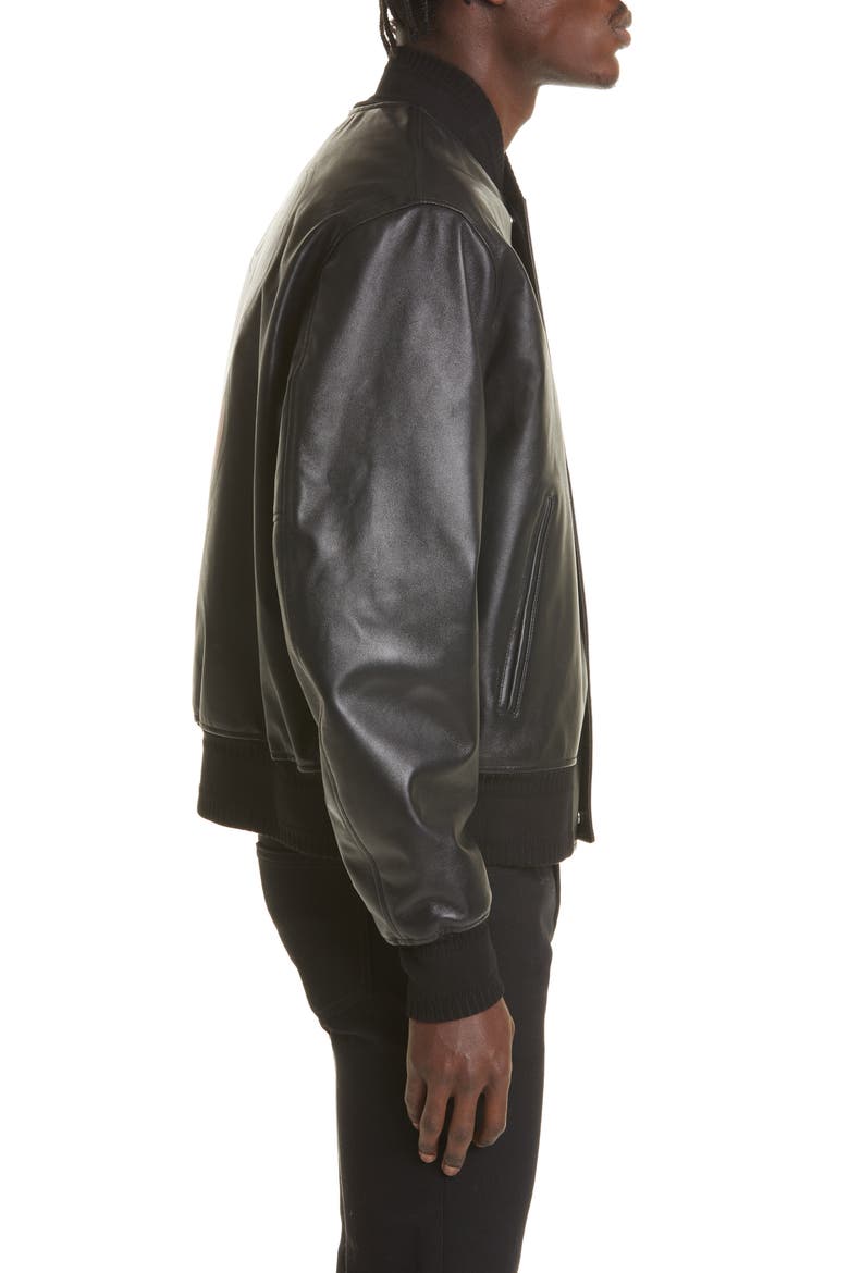 Disney x Givenchy '101 Dalmatians' Leather Bomber Jacket, Alternate, color, BLACK
