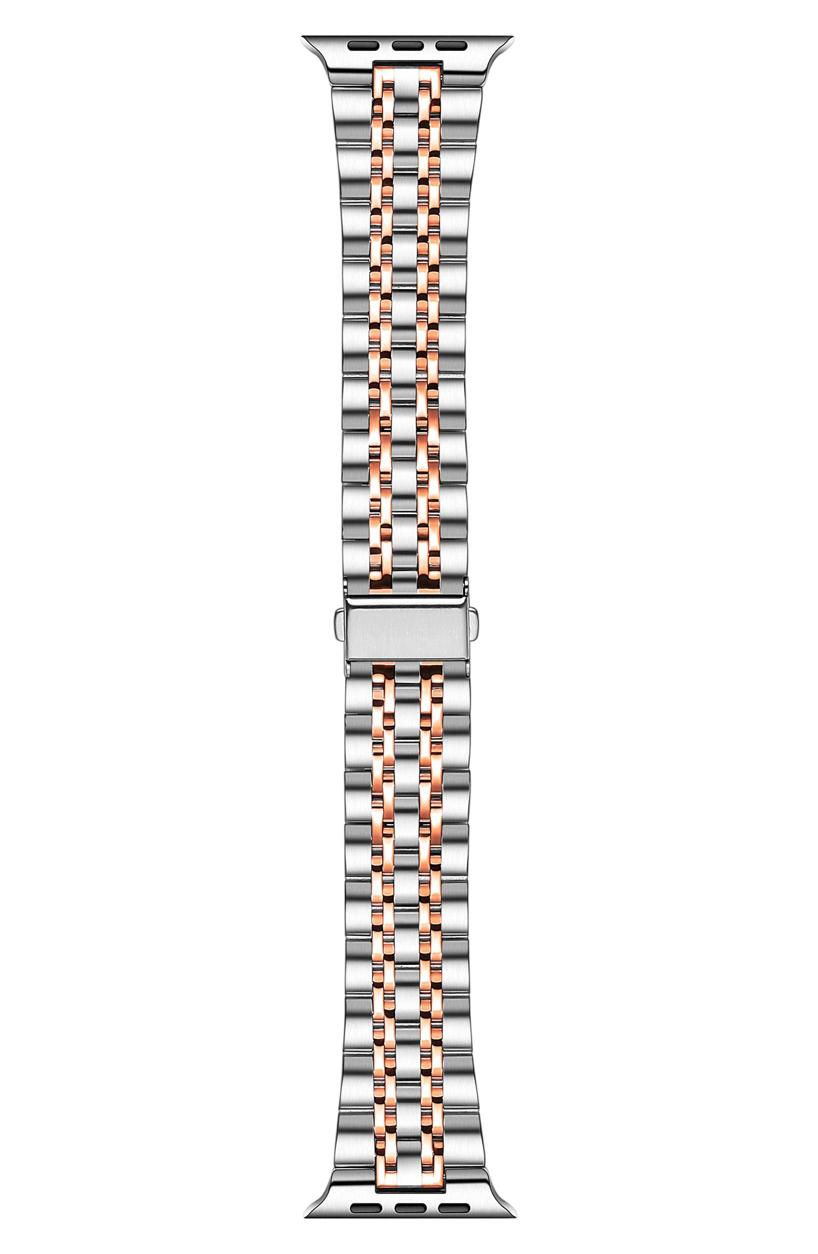 The Posh Tech Rainey Two-Tone Apple Watch® SE & Series 7/6/5/4/3/2/1 Watchband in Silver/rose Gold 