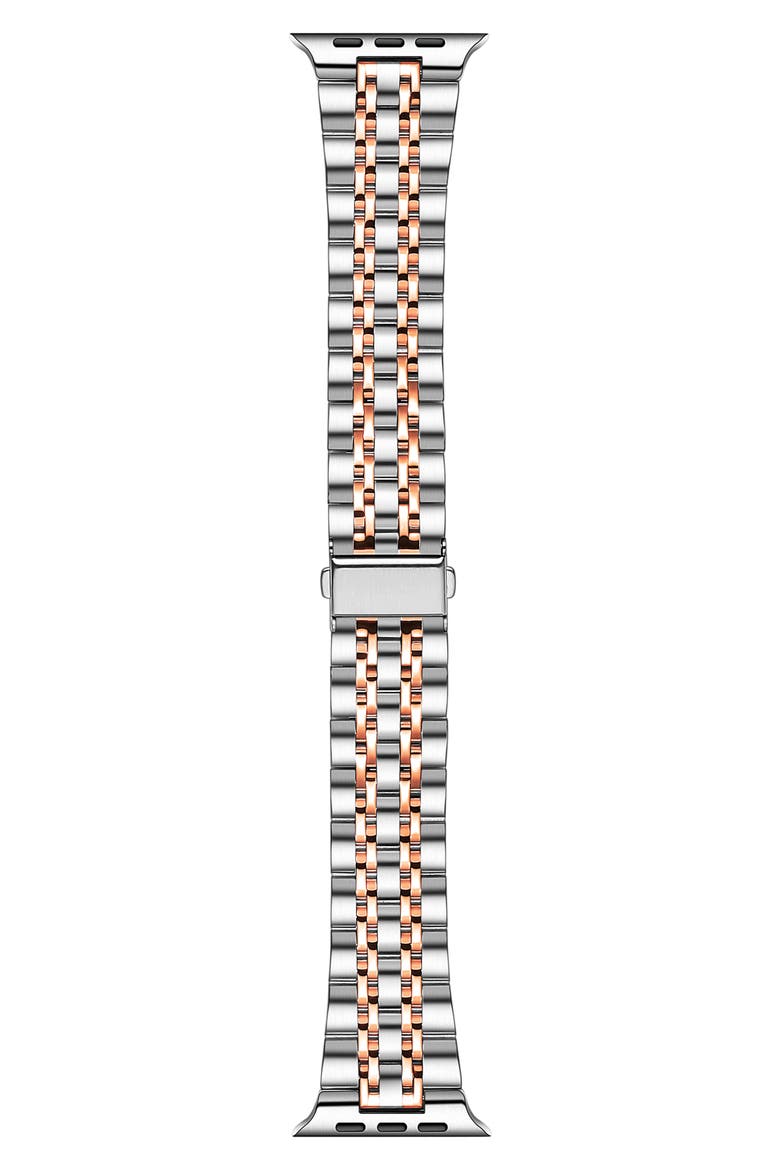 Rainey Two-Tone Apple Watch® SE & Series 7/6/5/4/3/2/1 Watchband, Main, color, SILVER/ROSE GOLD