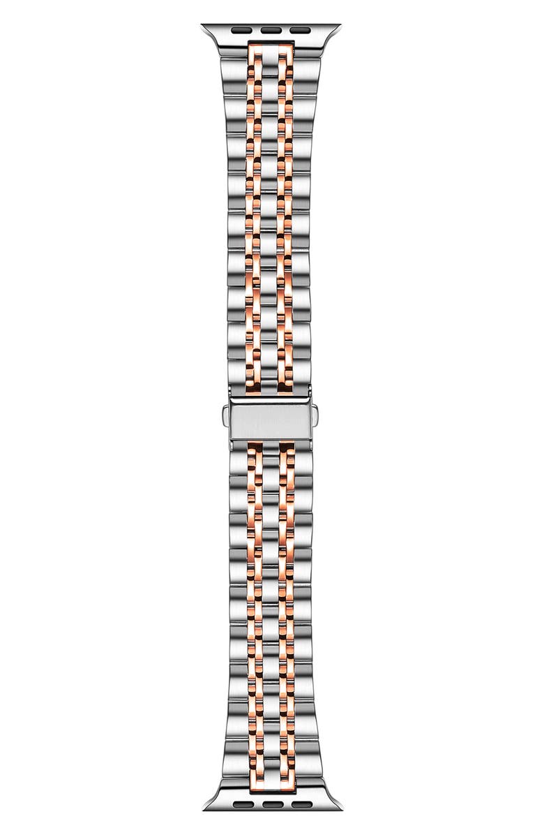 The Posh Tech Rainey Two-Tone Apple Watch<sup>®</sup> SE & Series 7/6/5/4/3/2/1 Watchband, Main, color, Silver/Rose Gold