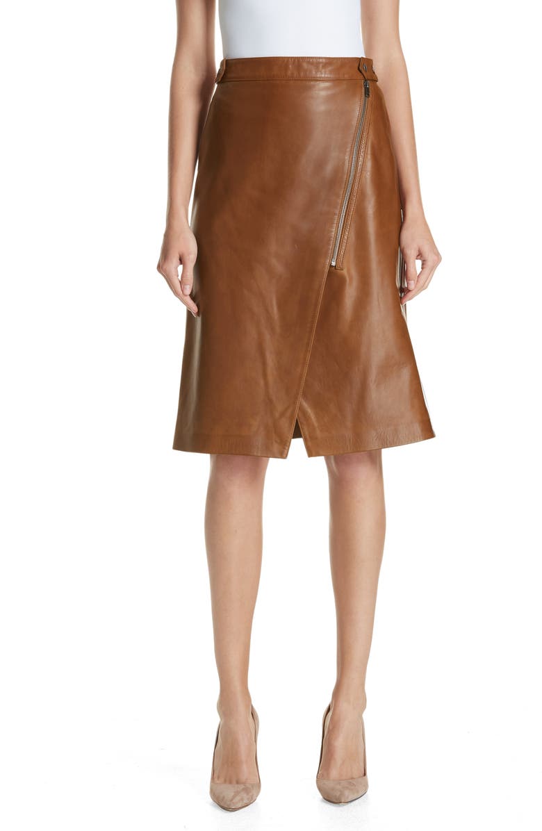 Nordstrom Signature Faux Wrap Leather Skirt, Main, color,