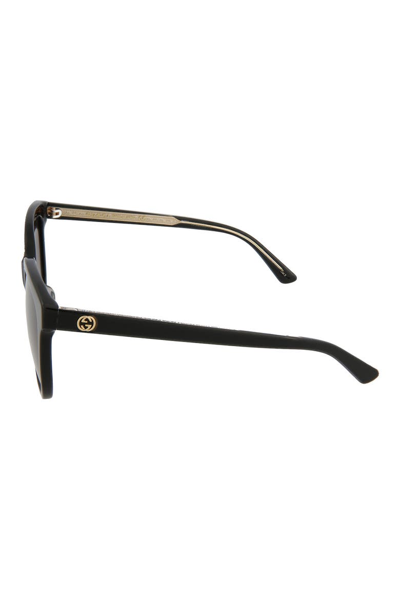56mm Square Sunglasses, Alternate, color, SHINY BLACK