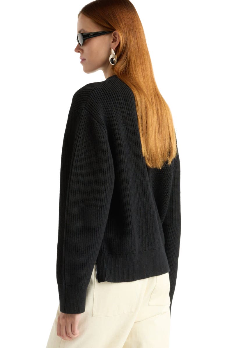 Modern Citizen Tate Organic Cotton Side-Zip Sweater, Alternate, color, Black